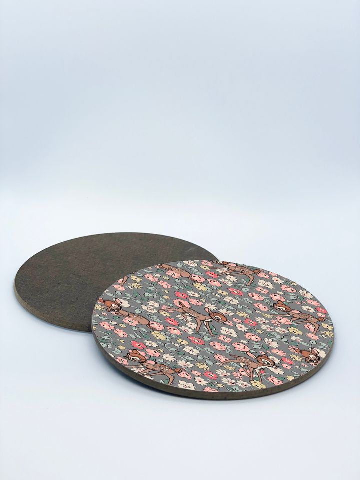 Square Drink Coaster, Round Coffee Coaster, Disney Bambi, Cute Flowers