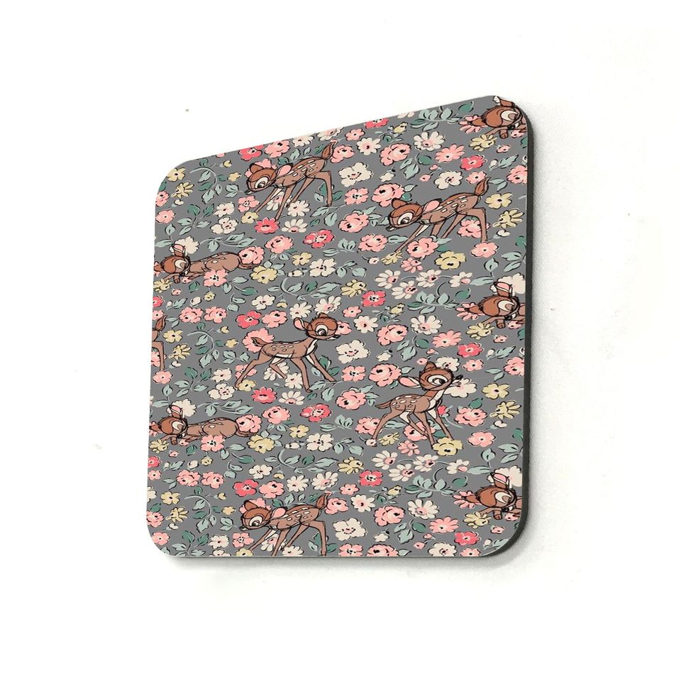 Square Drink Coaster, Round Coffee Coaster, Disney Bambi, Cute Flowers