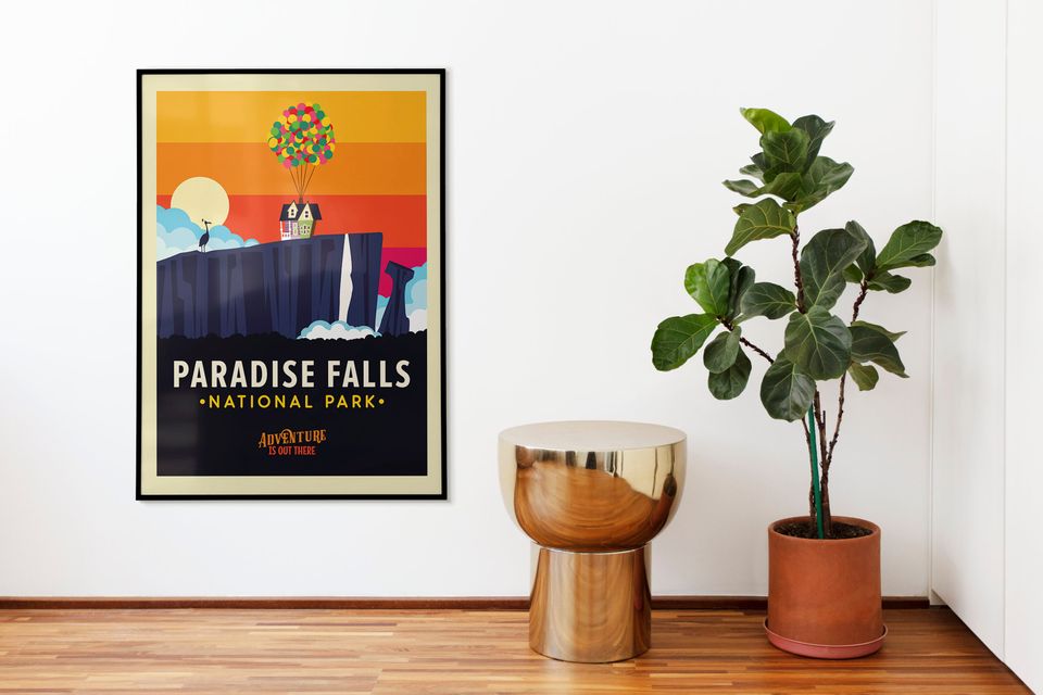 Paradise Falls Travel Poster, Disney UP Poster