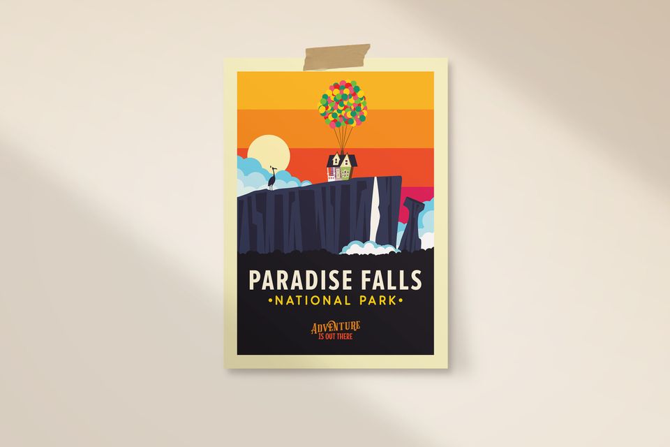 Paradise Falls Travel Poster, Disney UP Poster