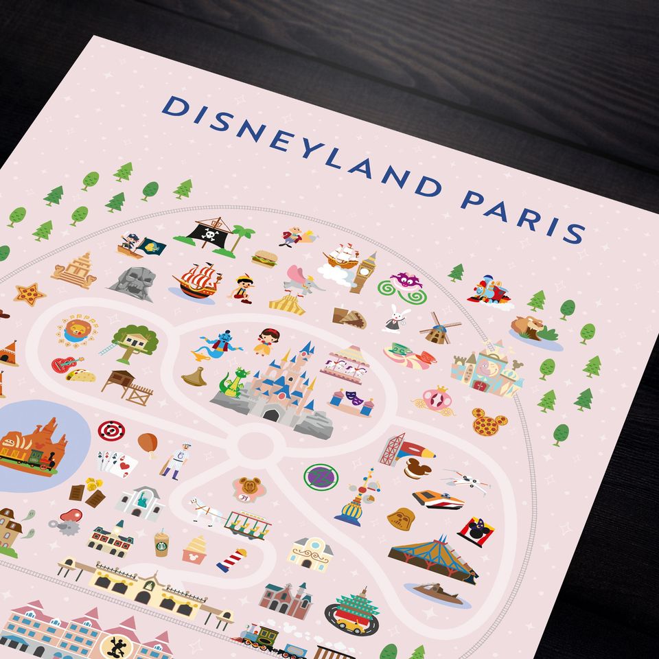 Disneyland Paris Map Premium Matte Vertical Poster