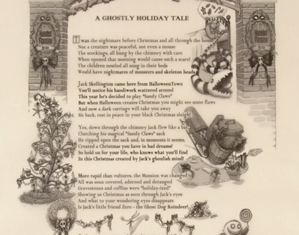 Disneyland Haunted Mansion Holiday Nightmare Before Christmas Scroll Poster