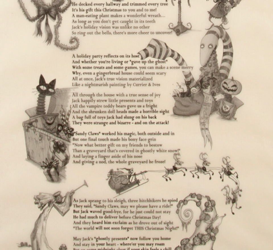 Disneyland Haunted Mansion Holiday Nightmare Before Christmas Scroll Poster