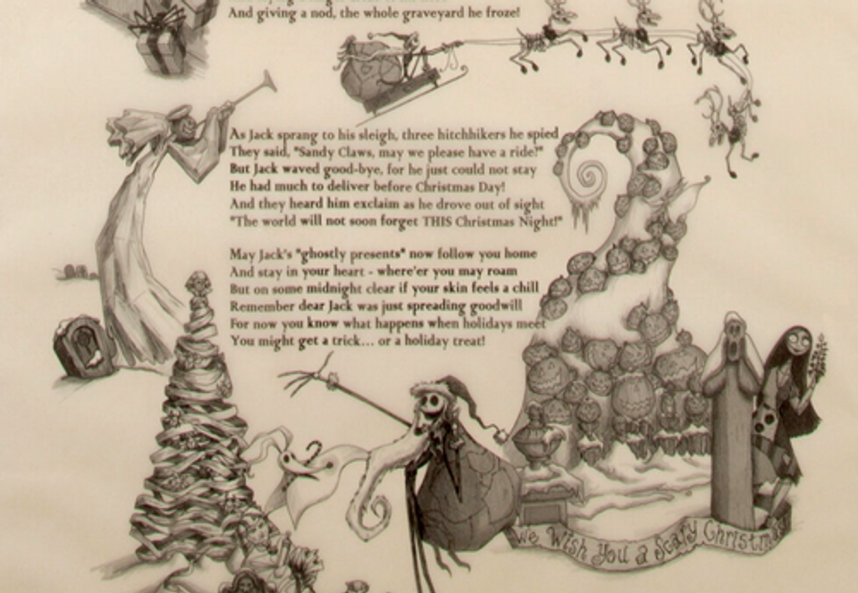 Disneyland Haunted Mansion Holiday Nightmare Before Christmas Scroll Poster