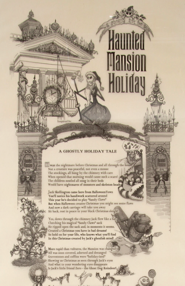 Disneyland Haunted Mansion Holiday Nightmare Before Christmas Scroll Poster