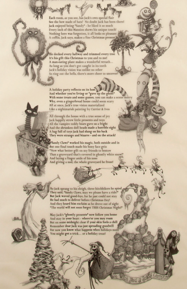 Disneyland Haunted Mansion Holiday Nightmare Before Christmas Scroll Poster