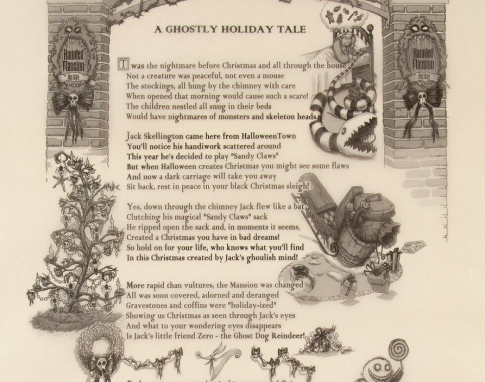 Disneyland Haunted Mansion Holiday Nightmare Before Christmas Scroll Poster