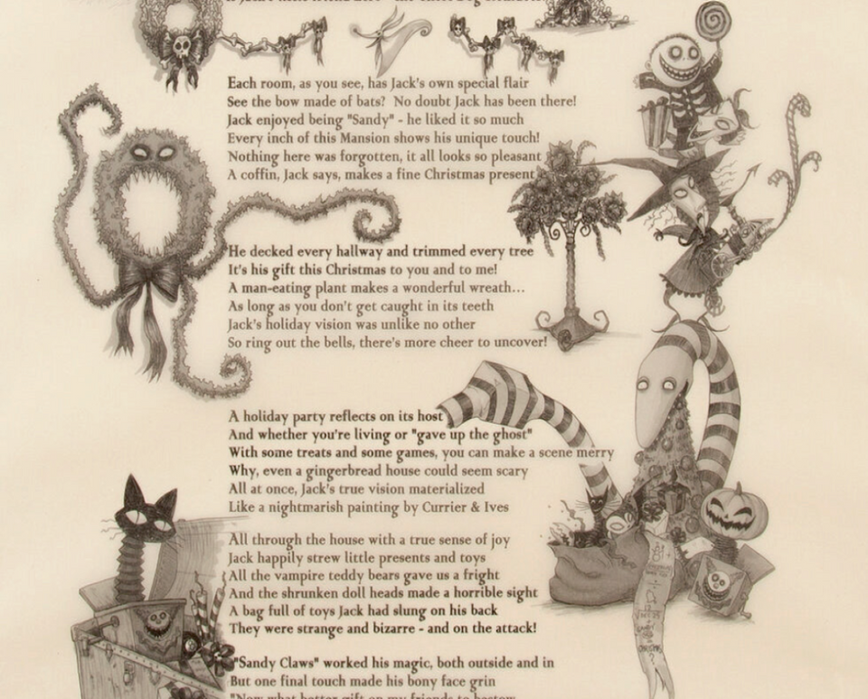 Disneyland Haunted Mansion Holiday Nightmare Before Christmas Scroll Poster