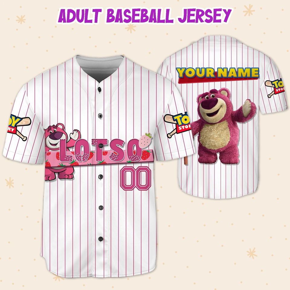 Personalized Lotso Pink Disney Baseball Jersey