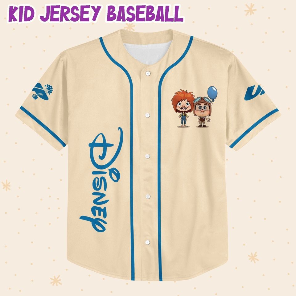 Personalized Disney UP Kid Ellie And Carl, Custom Baseball Jersey