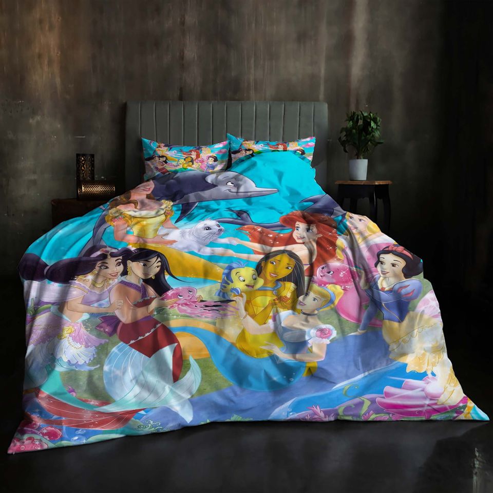 Custom Christmas Disney Princess Three-Piece Quilt cover Set