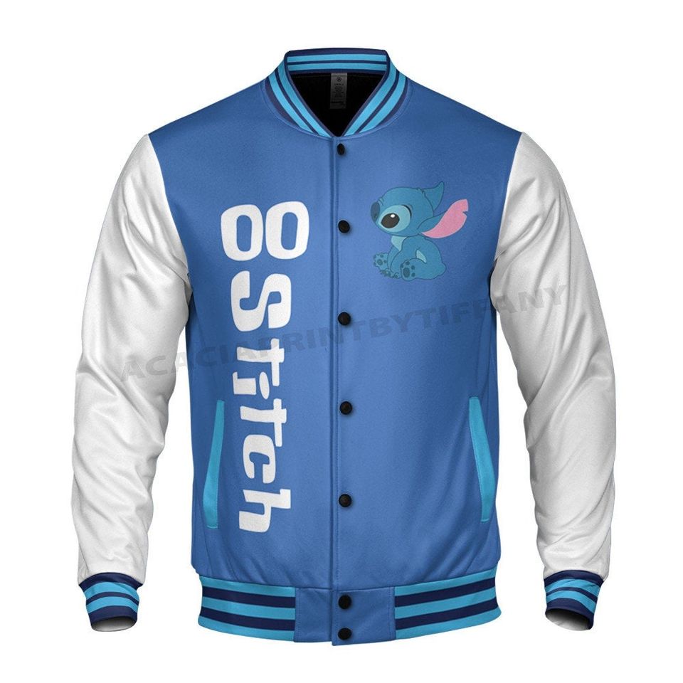 Custom Stitch Couple Baseball Jacket, Disney Stitch Varsity Jacket