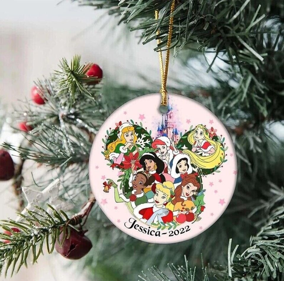 Personalized Disney Princess Ornament, Princess Christmas Ornament