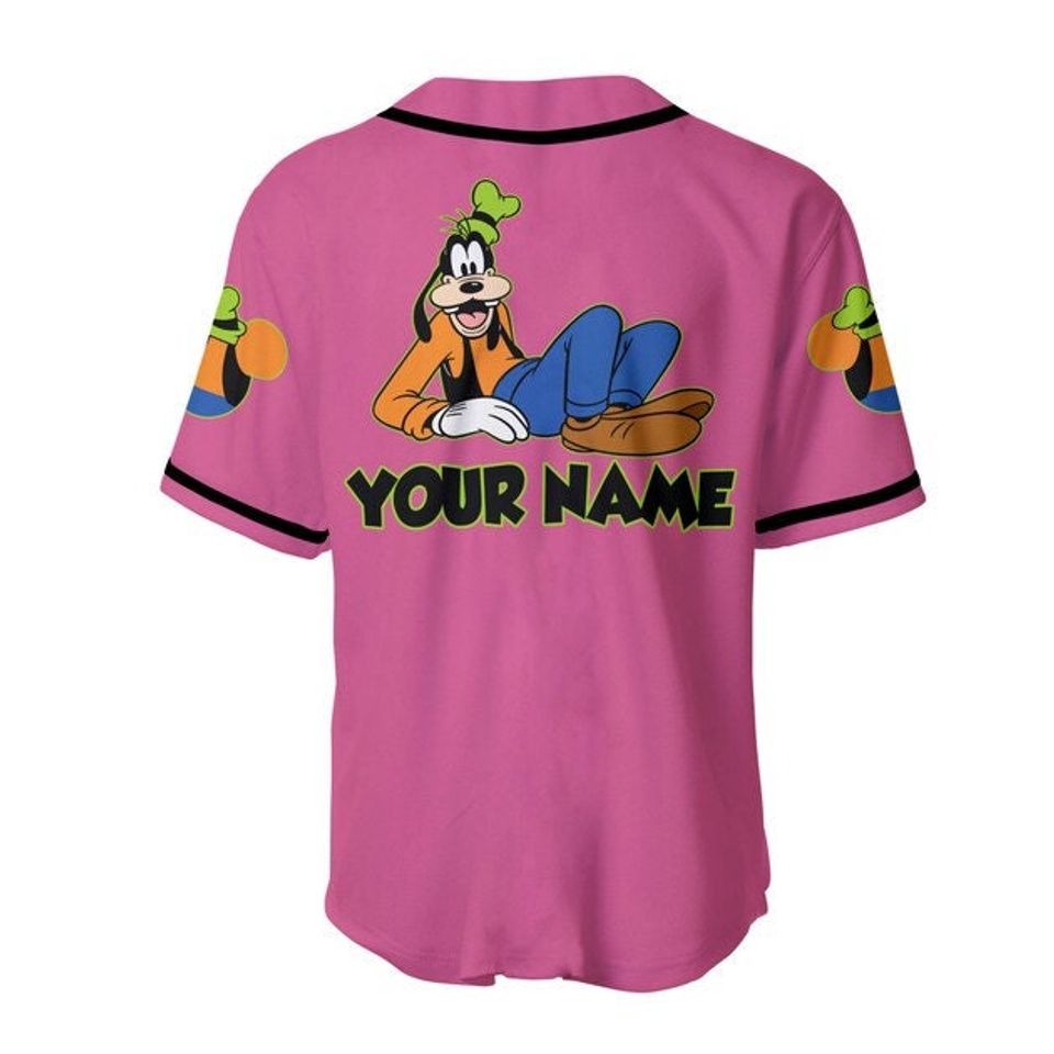 Pink Goofy Disney Baseball Jersey, Custom Disney Shirts