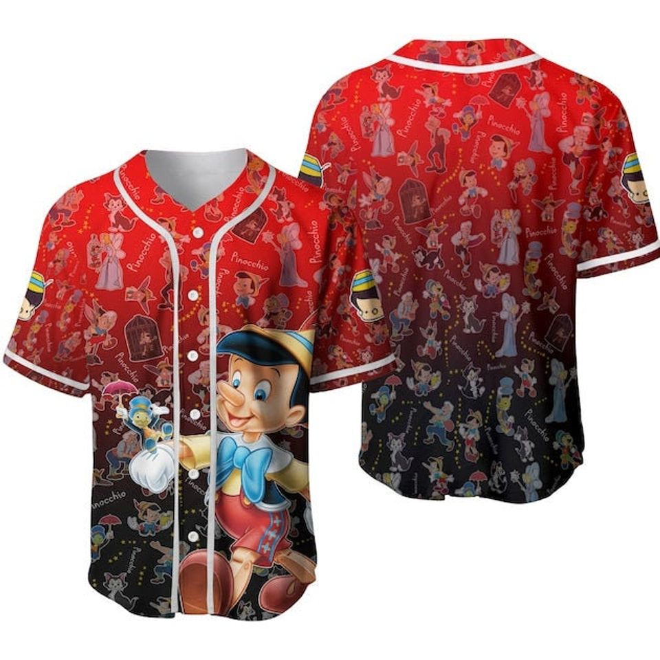 Pinocchio Jiminy Cricket Geppetto Monstro Disney Baseball Jersey