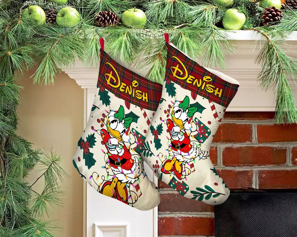 Custom Name Daisy Duck Christmas Stocking, Disney Stocking