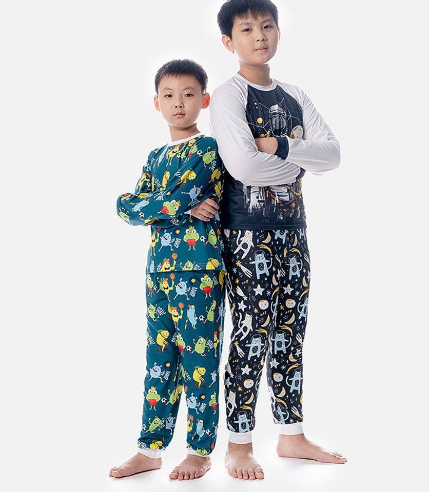 Disney Bart Simpson Pattern Raglan Pajamas Sets