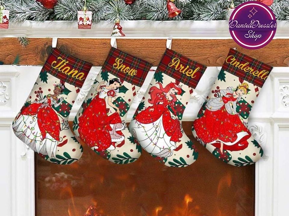 Personalized Disney Princess Christmas Stocking, Stocking With Name