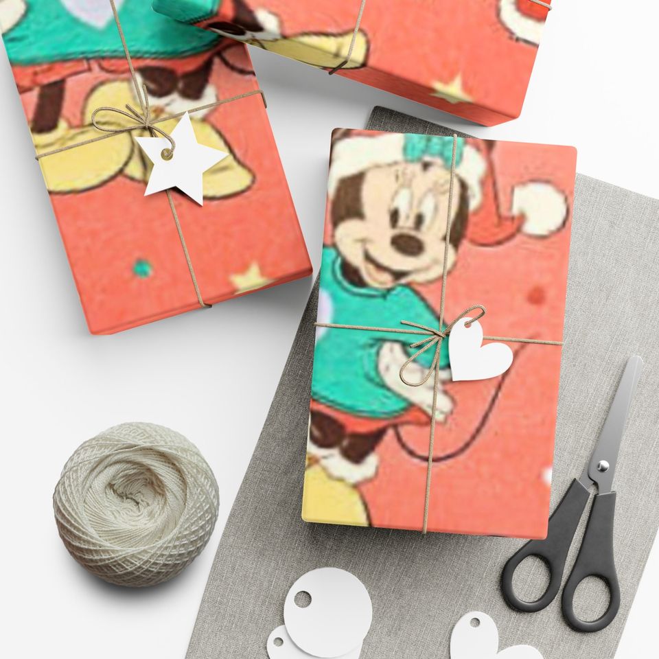 Vintage Disney Christmas Mickey Mouse Gift Wrap Paper
