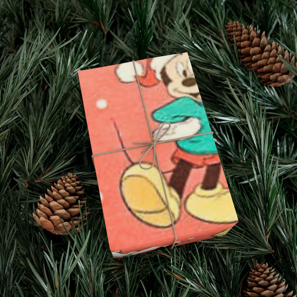 Vintage Disney Christmas Mickey Mouse Gift Wrap Paper