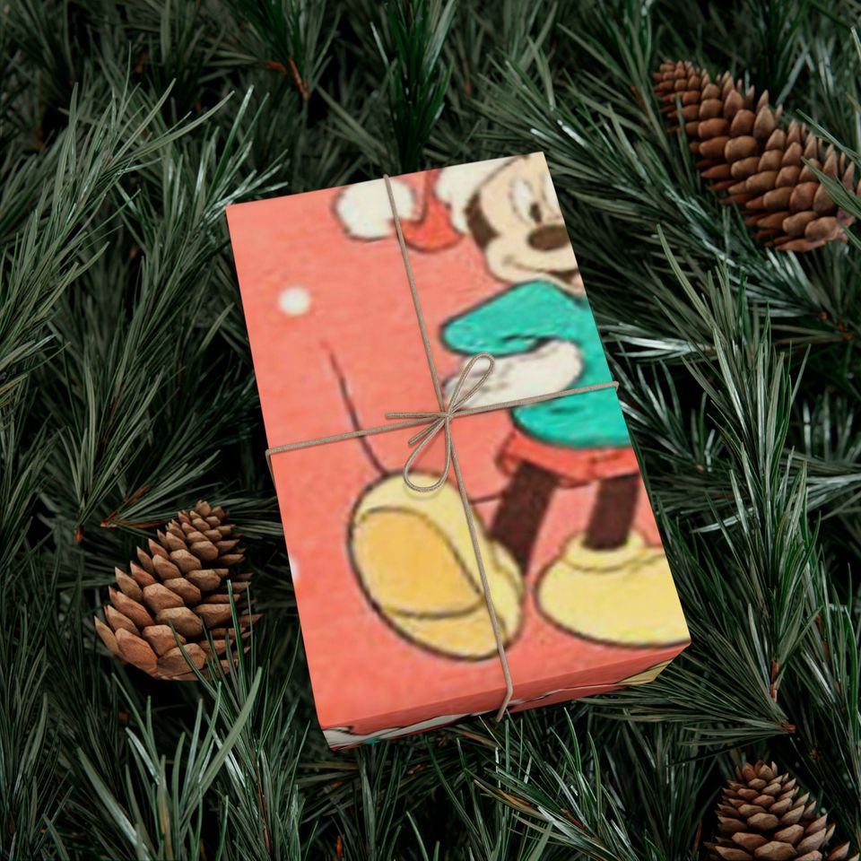 Vintage Disney Christmas Mickey Mouse Gift Wrap Paper