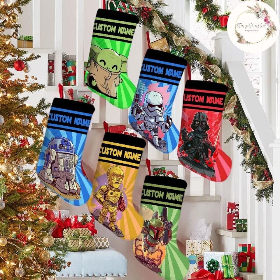 Personalized Star Wars Disney Christmas Stocking, Family Christmas Stocking