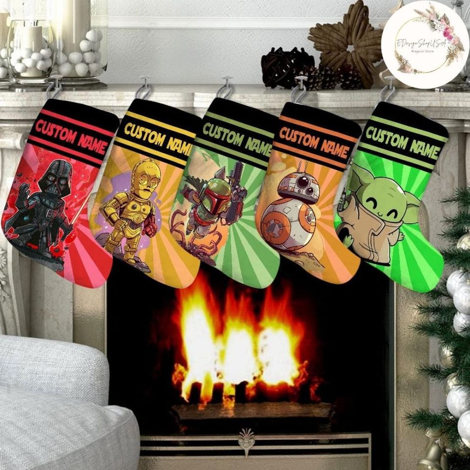 Personalized Star Wars Disney Christmas Stocking, Family Christmas Stocking