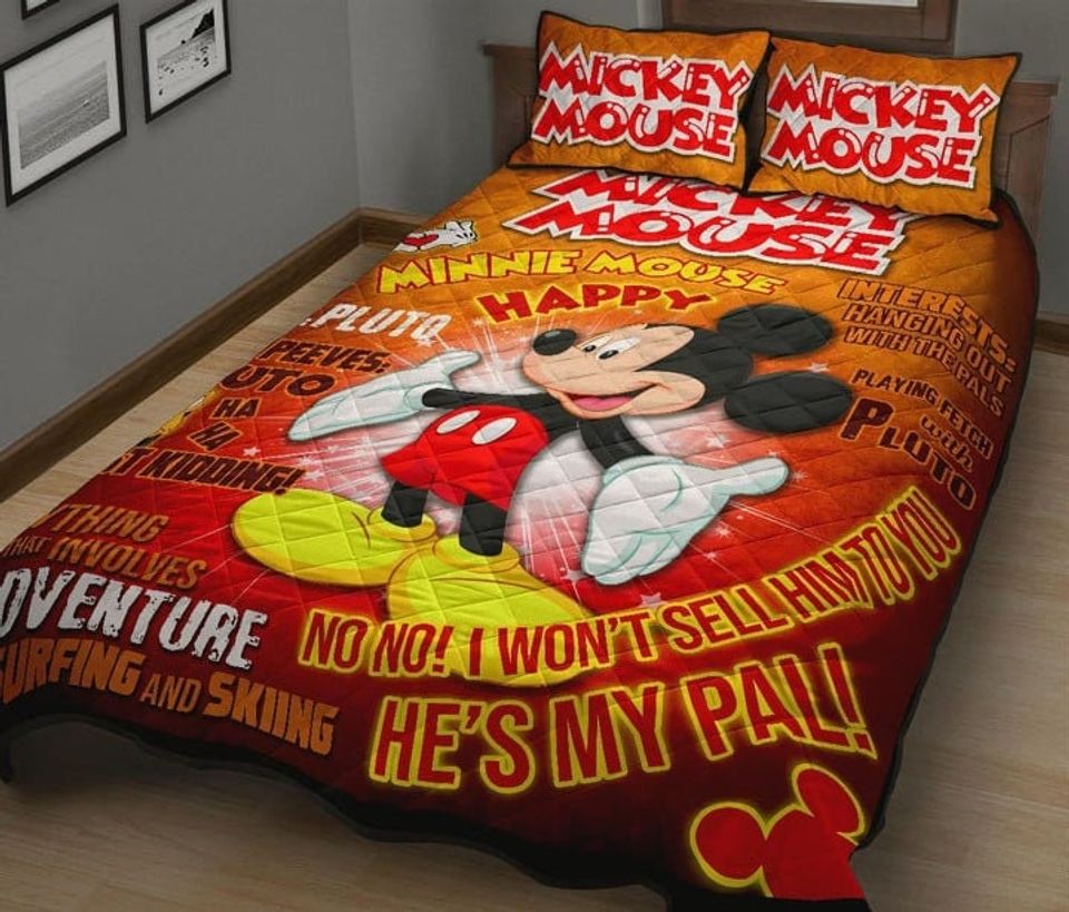 Mickey Cute Bed Set, Disney Christmas Bedding Set