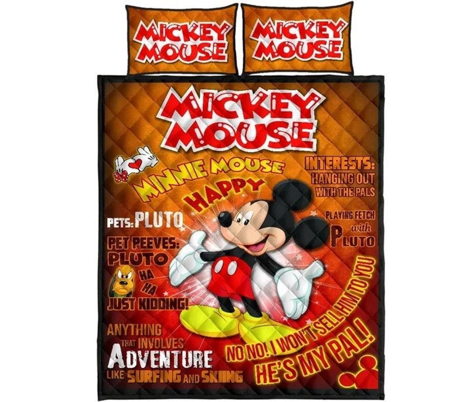 Mickey Cute Bed Set, Disney Christmas Bedding Set