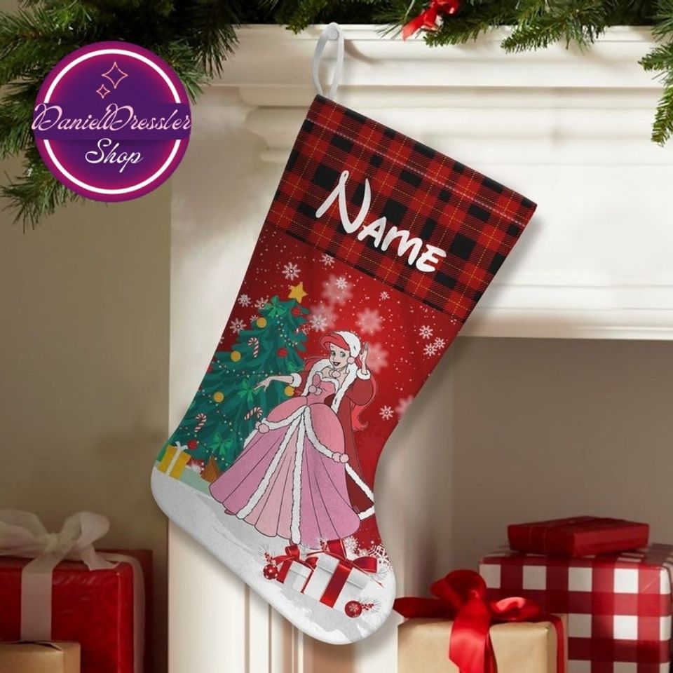 Personalized Disney Princess Christmas Stocking, Stocking With Name, Disney Princess Characters Stocking