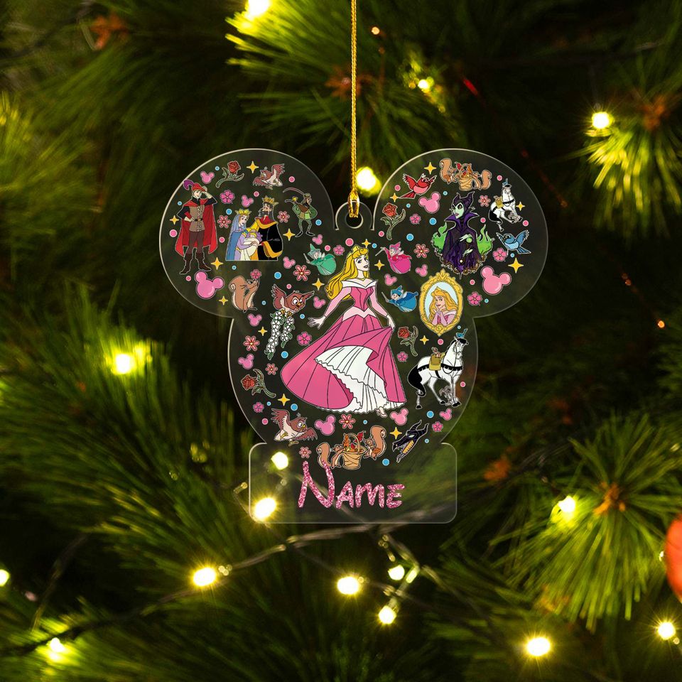 Personalized Mickey Ears Disney Princess Girl Ornament, Aurora Princess Ornament