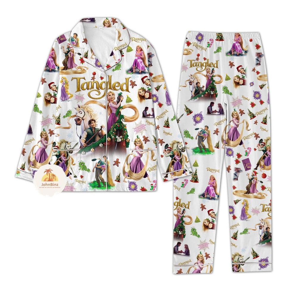 Tangled Christmas Pajamas Set, Rapunzel Pajamas Set, Disney Princess Pajamas