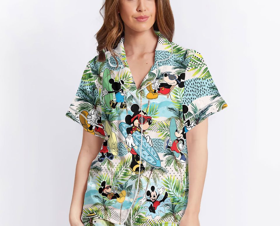 Disney Mickey Beach Pajamas Set, Mickey Aloha Pajama