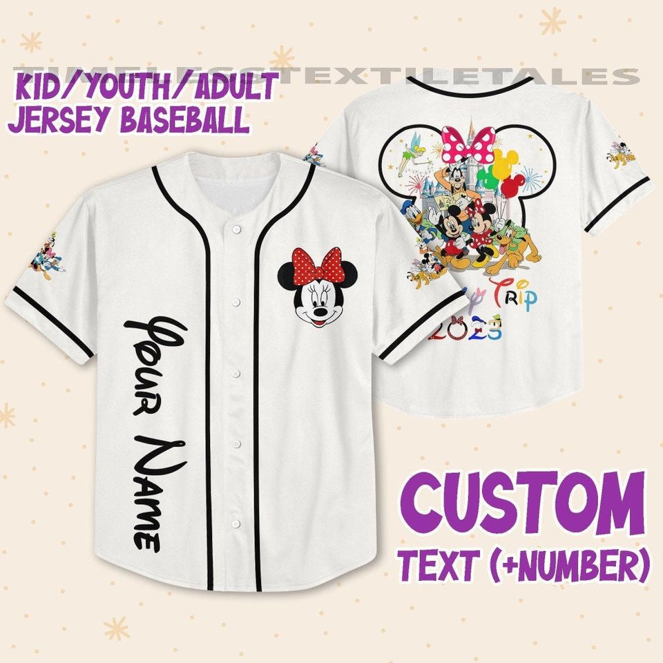 Personalize Disneyland Disney Trip With Minnie Mouse Baseball Jersey