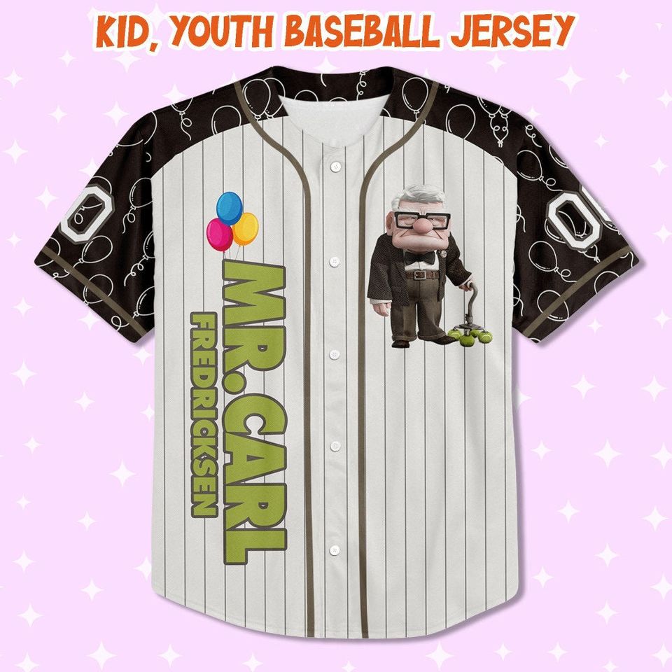 Personalized Disney UP Carl Fredricksen Balloon Baseball Jersey