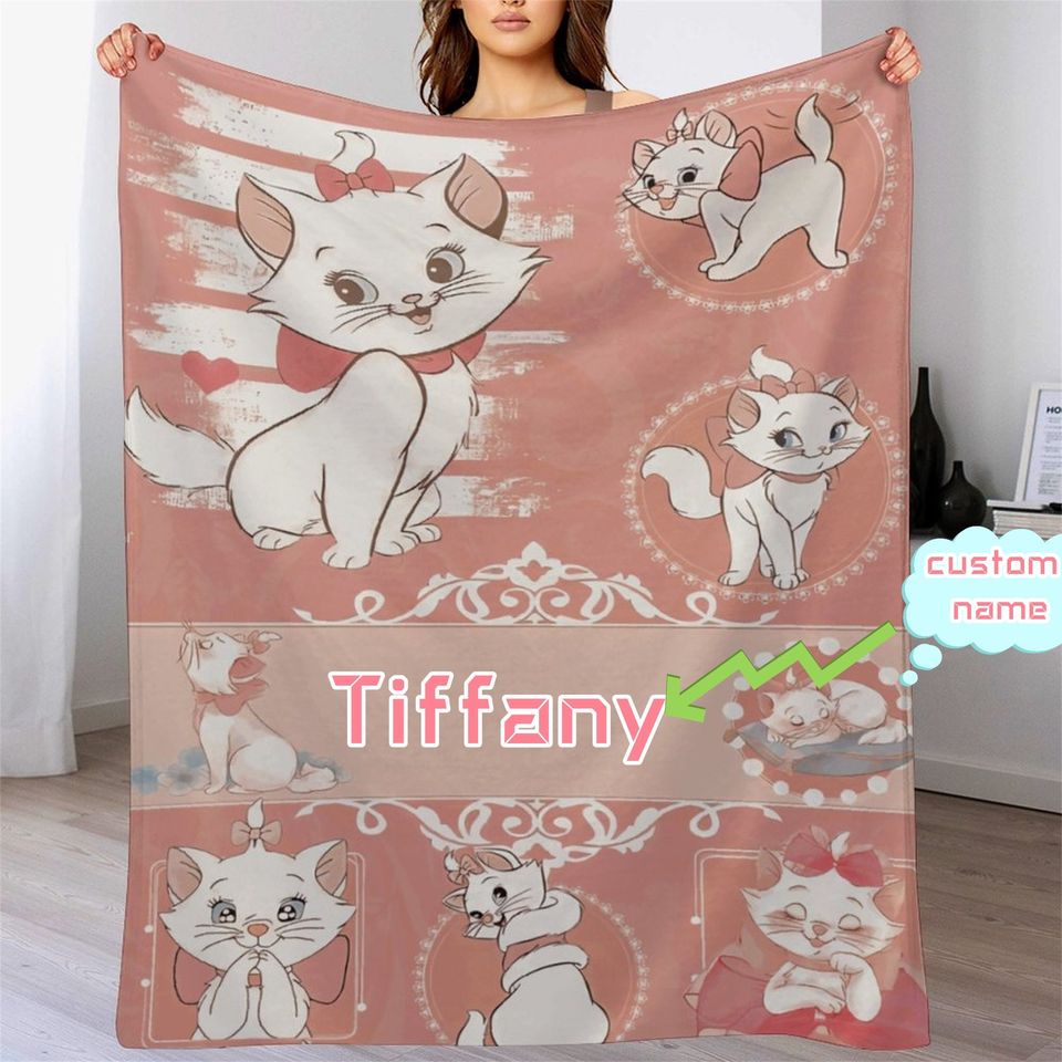 Customized Disney Marie Cat Blanket, Disney Valentine's Blanket
