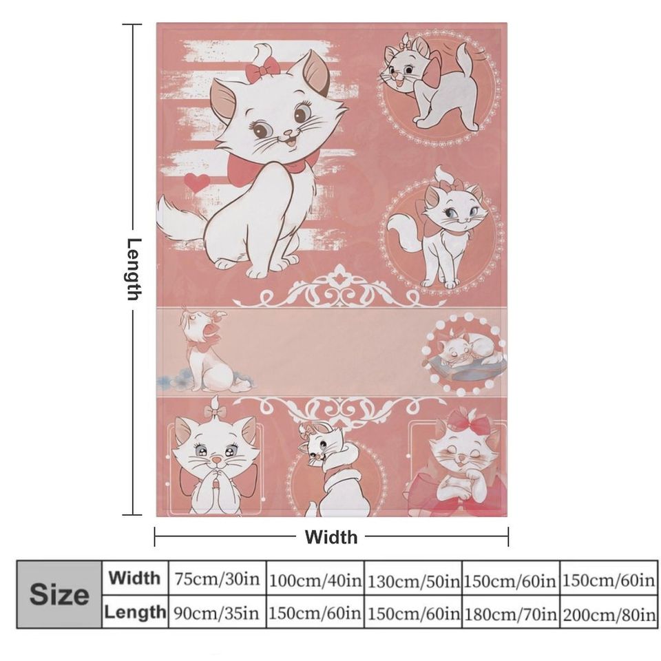 Customized Disney Marie Cat Blanket, Disney Valentine's Blanket