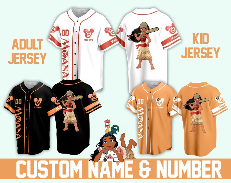 Custom Ddisney Princess Moana Game Day Baseball Jersey Ddisney Moana Baseball