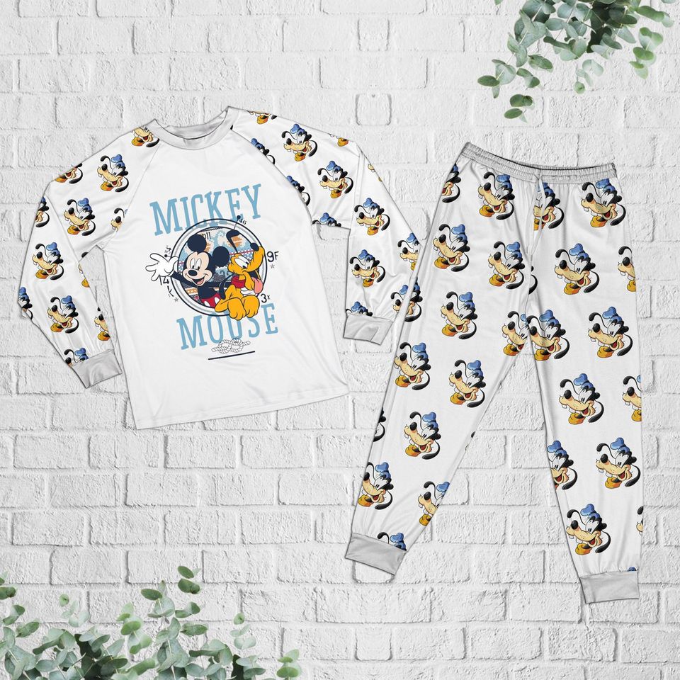 Pluto x Mickey Mouse Raglan Pajamas Set, Disney Pluto Pajamas Set