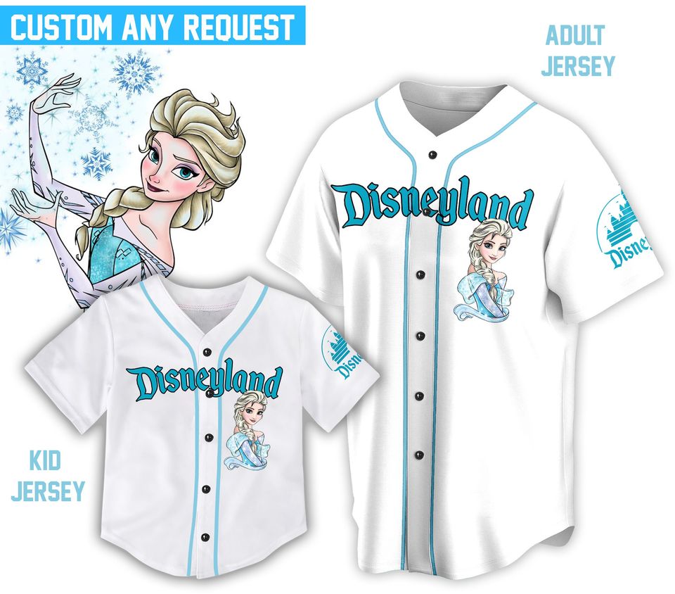 Custom Ddisney Princess Elsa Game Day Baseball Jersey