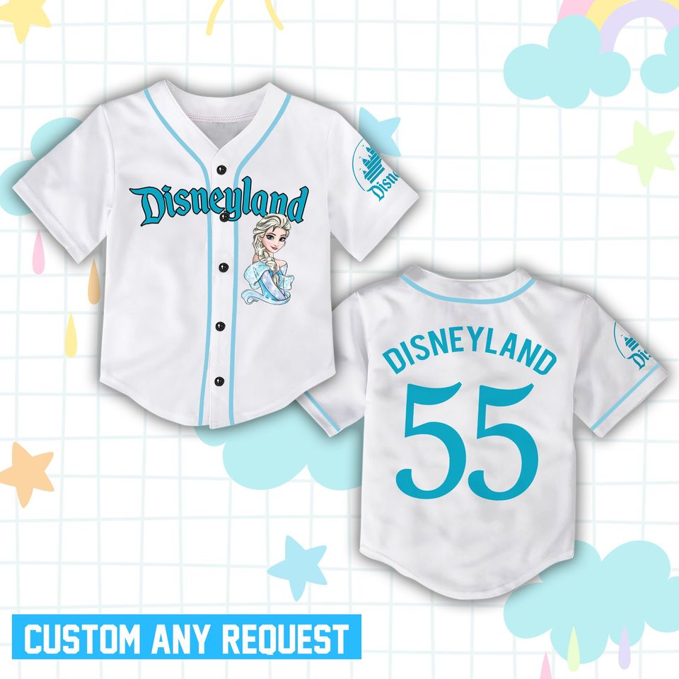 Custom Ddisney Princess Elsa Game Day Baseball Jersey
