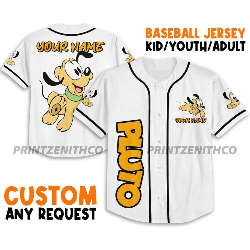 Personalize Disney Pluto Babi White, Disney Matching Baseball