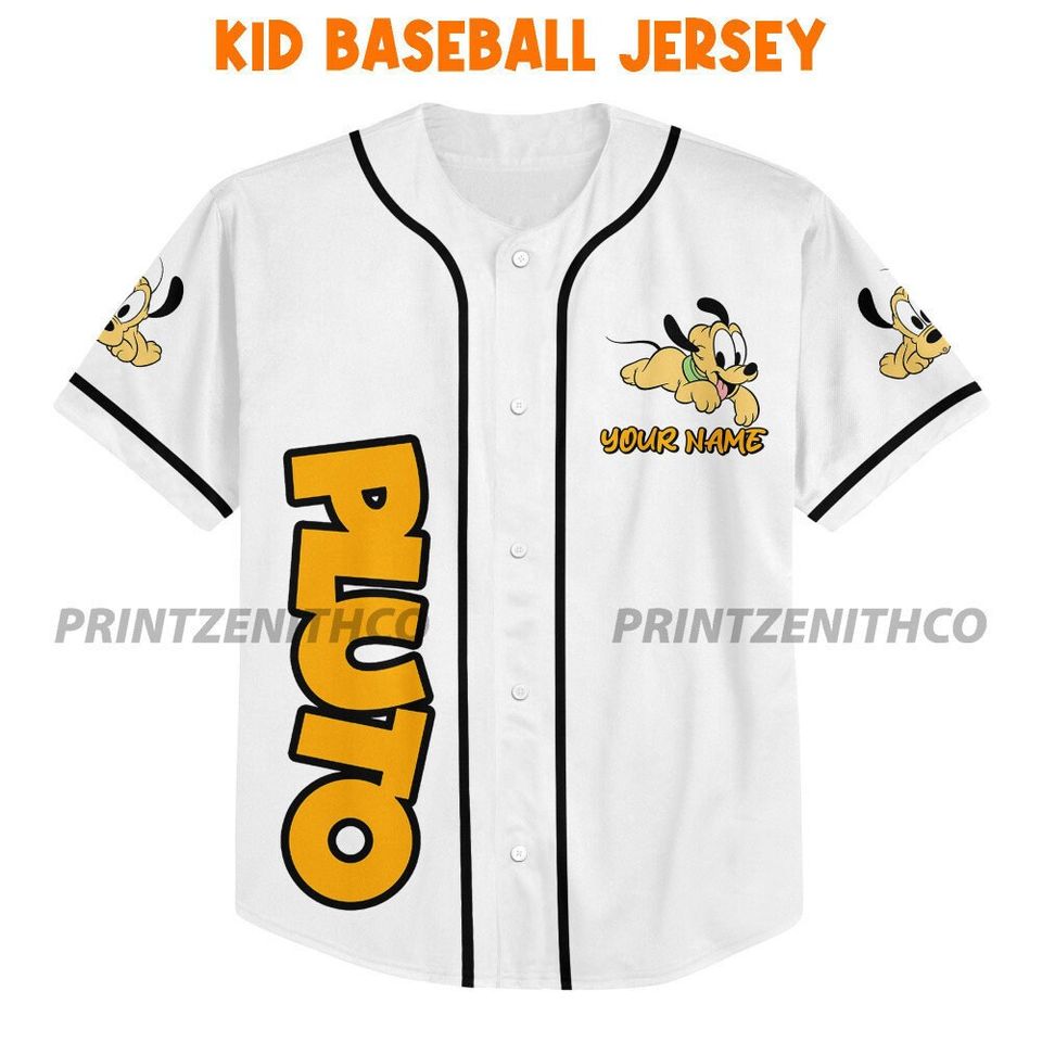 Personalize Disney Pluto Babi White, Disney Matching Baseball