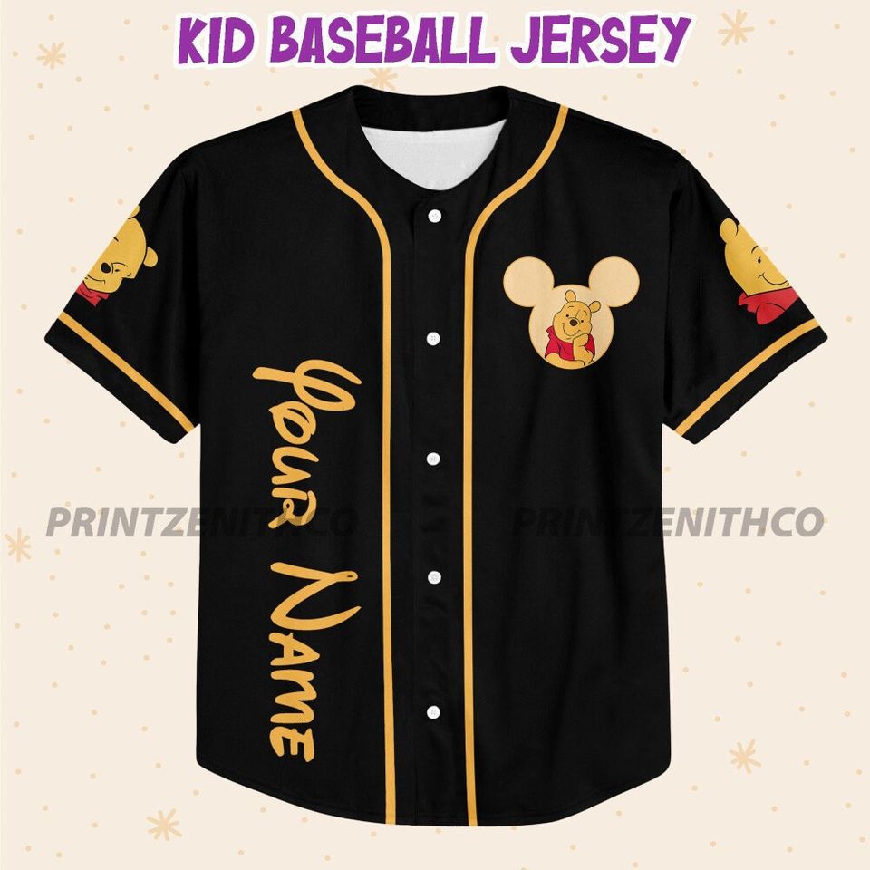 Personalize Disney Winnie The Pooh, Matching Baseball Jersey Custom Jersey