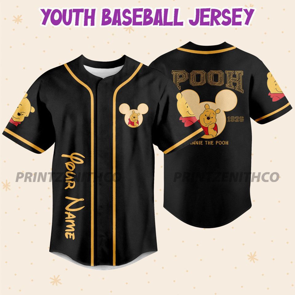 Personalize Disney Winnie The Pooh, Matching Baseball Jersey Custom Jersey