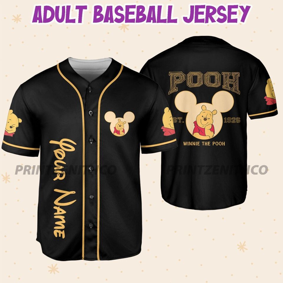 Personalize Disney Winnie The Pooh, Matching Baseball Jersey Custom Jersey