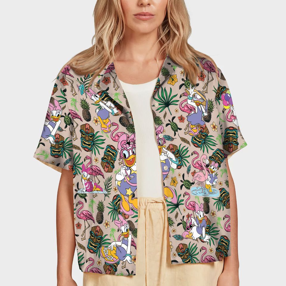 Daisy Duck Aloha Shirt, Disney Hawaiian Shirt for Summer Vacation