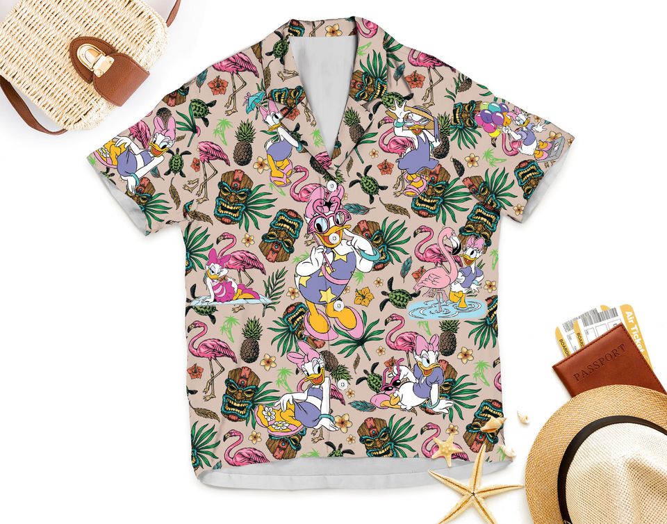 Daisy Duck Aloha Shirt, Disney Hawaiian Shirt for Summer Vacation