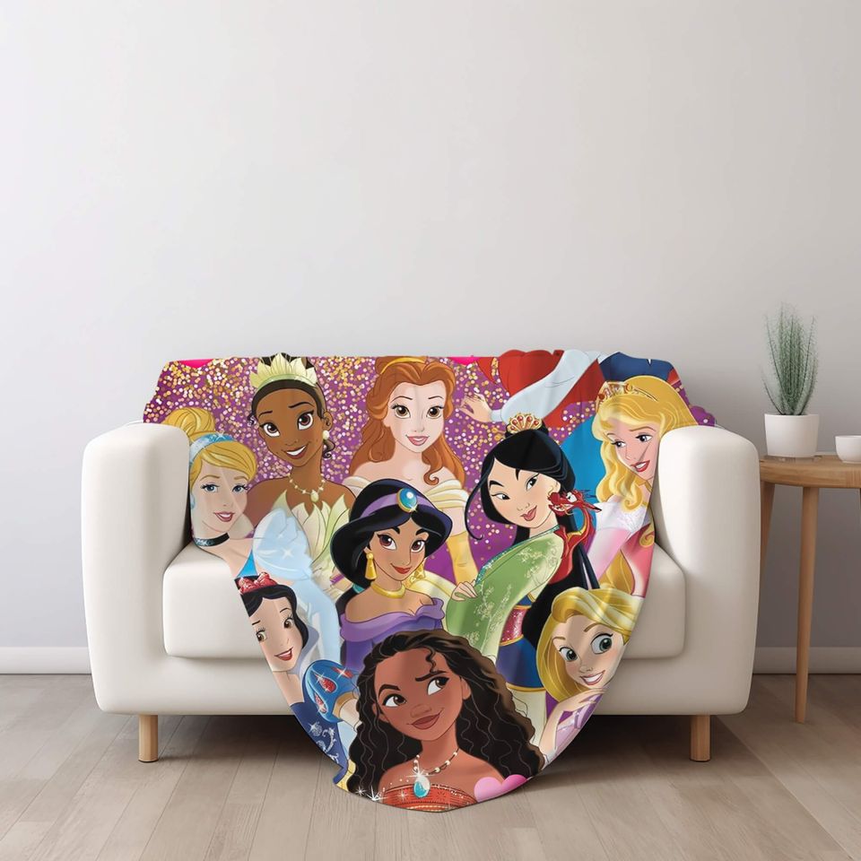 Personalized Name Disney Princess Blanket, Magic Kingdom Fleece Blanket