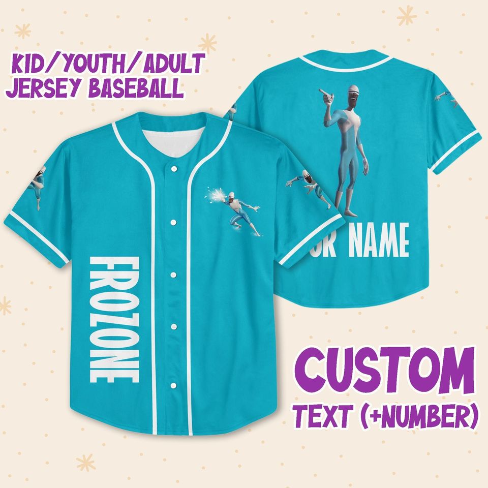 Personalized Disney The Incredibles Frozone Custom 3D Disney Baseball Jersey